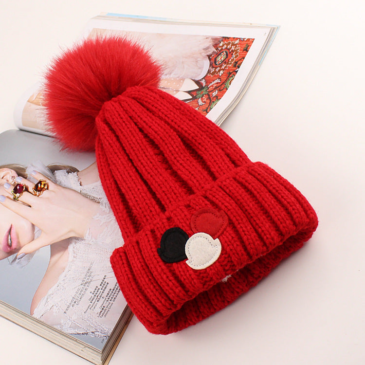 Women's Versatile Wool Ball Knitted Wool Hat Plush
