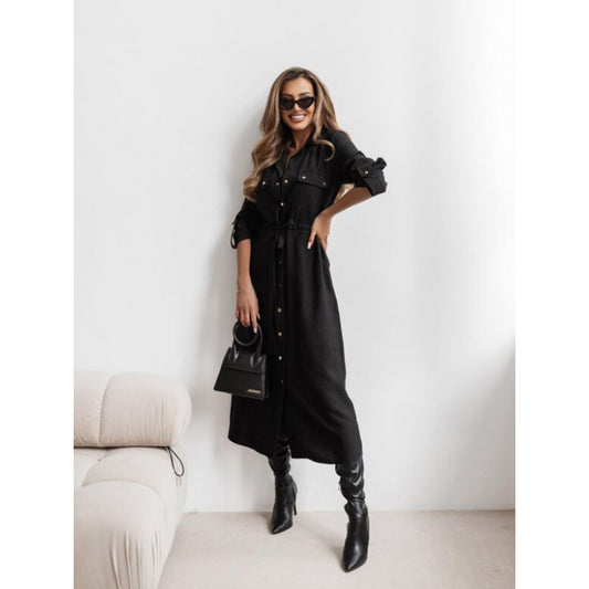Womens Fashion Casual Lapel Shirt Dress