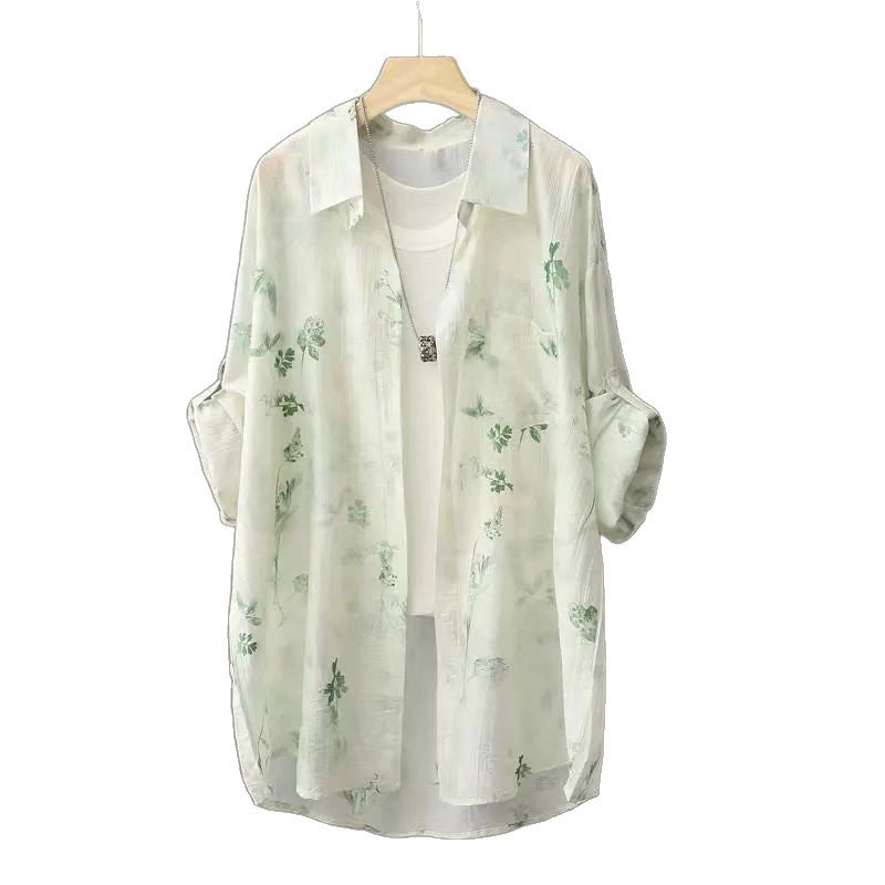 Casual Relaxed-fit Tie-dye Sun-protective Shirt