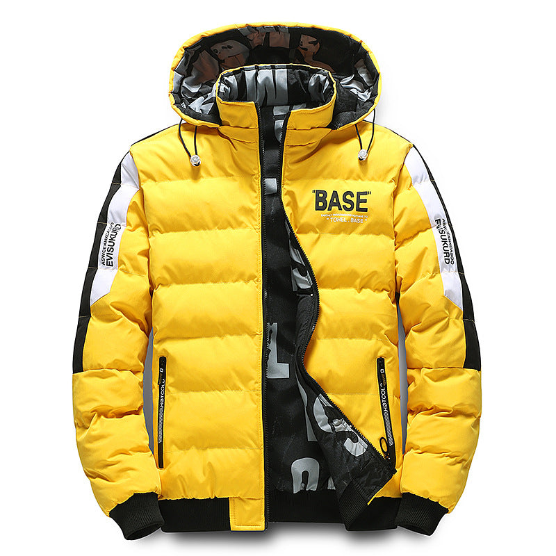 Korean-style Trendy Hooded Sporty Casual Full-print Reversible Cotton Jacket