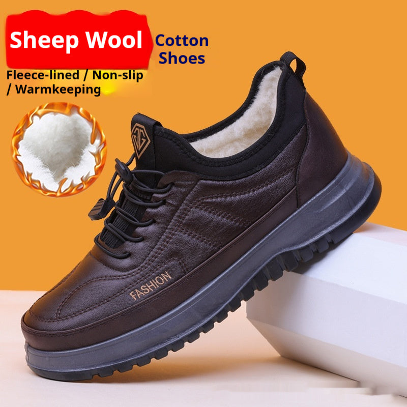 Mens Fleece-Lined Warm Soft-Soled Casual Sneakers