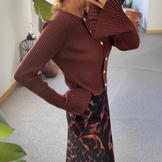 Slim-fit Knitted Cardigan Long Sleeve Versatile Sweater