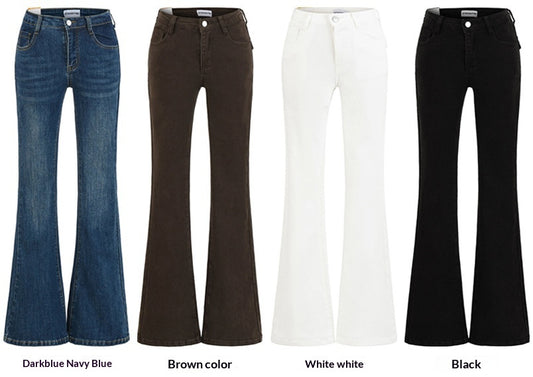 Womens Stylish Slim-fit Distressed Flared Jeans