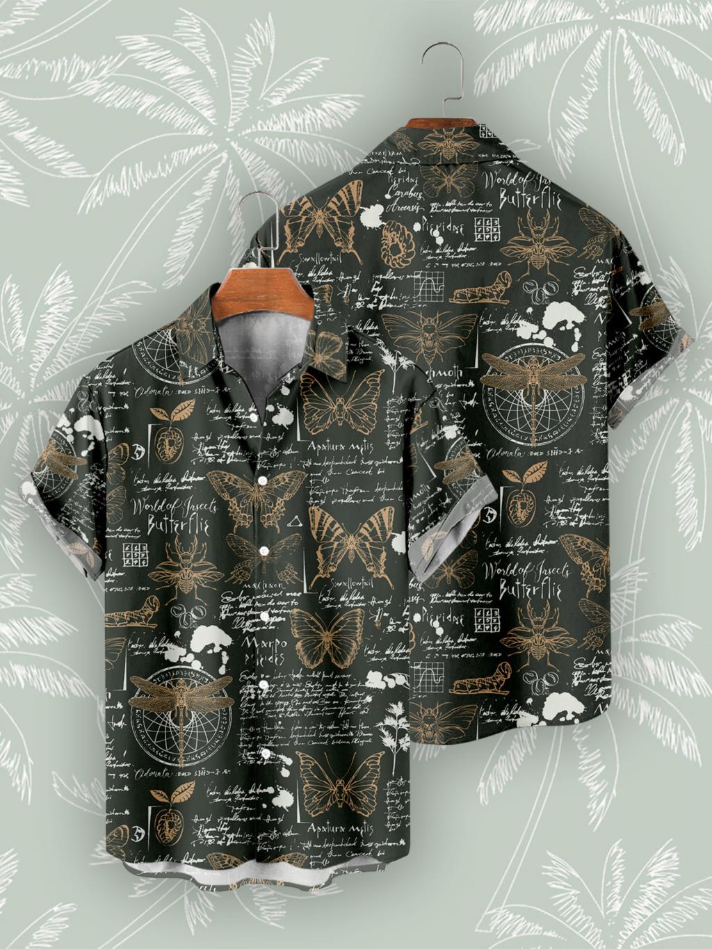 Casual 3D Digital Print Vintage Beach Shirt Men