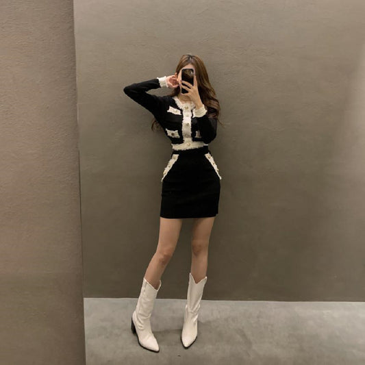 Women's Knitted Sweater Skirt Two-piece Set