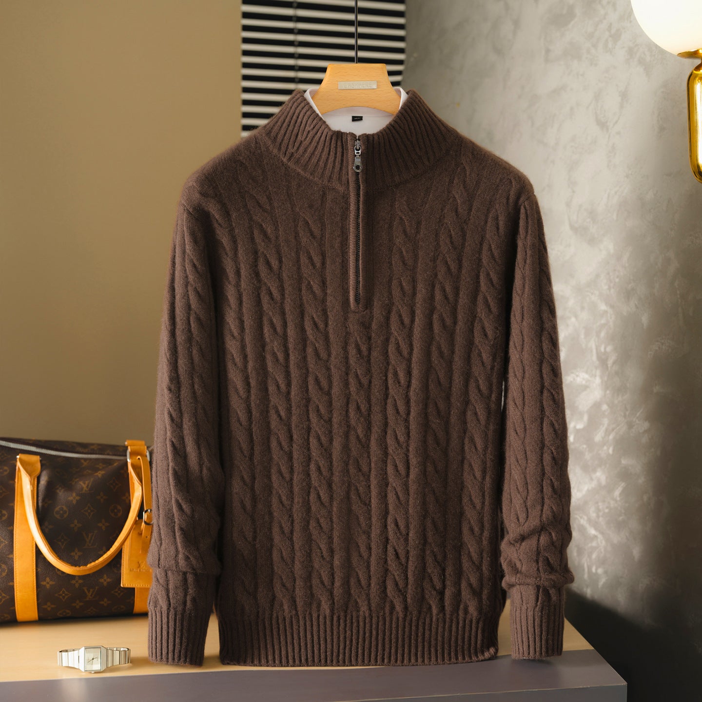 Versatile Casual Half-Neck Thermal Sweater In Pure Cashmere