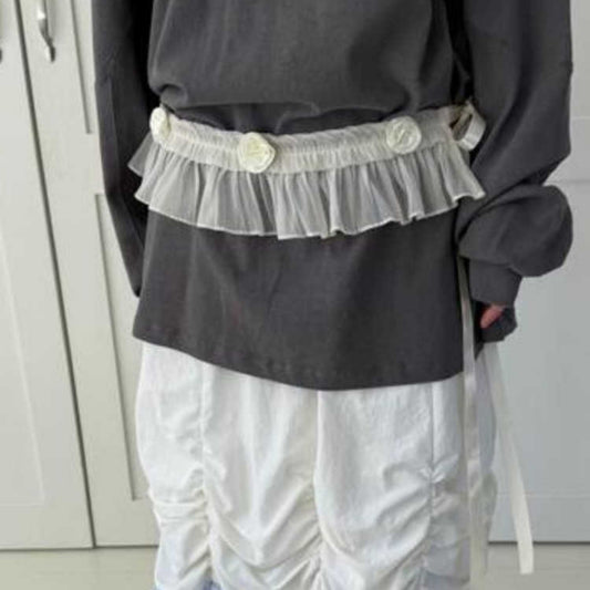 Womens Heavy-Duty Lace Belt With Ruffles And Lacing Short Style