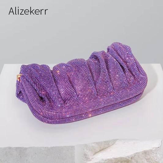 Luxury Rhinestone Evening Clutch Bags for Women - Crystal Folded Purses and Handbags for Weddings and Parties, High Quality Designer Accessories