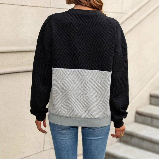 Dame farve kryds V-hals dame løs afslappet pullover top