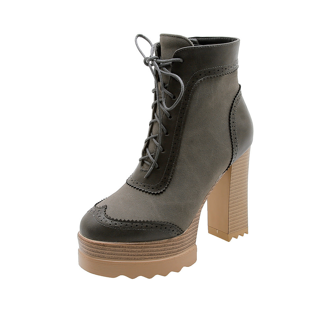 European And American Waterproof Platform Super High Heel Short Boots Women