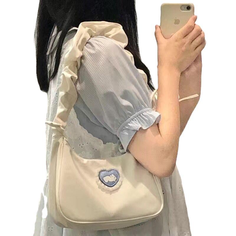 Women's Fashion Simple Love Rabbit Pleated Drawstring Handbag