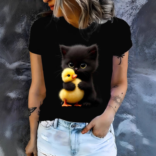 European And American-style Minimalist Animal Short-sleeve T-shirt