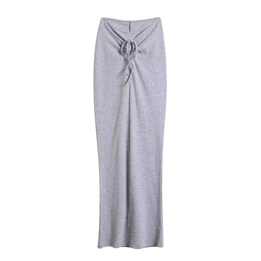 High Waist Hip Skirt Women's Summer New High Waist Drawstring Tight A- Line Skirt