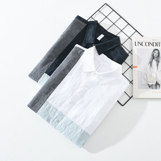 Stitching Contrast Color Long Sleeves Shirt Men