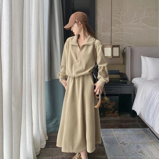 Casual Women's Hoodie With Loose And Age-reducing Skirt Two-piece Set