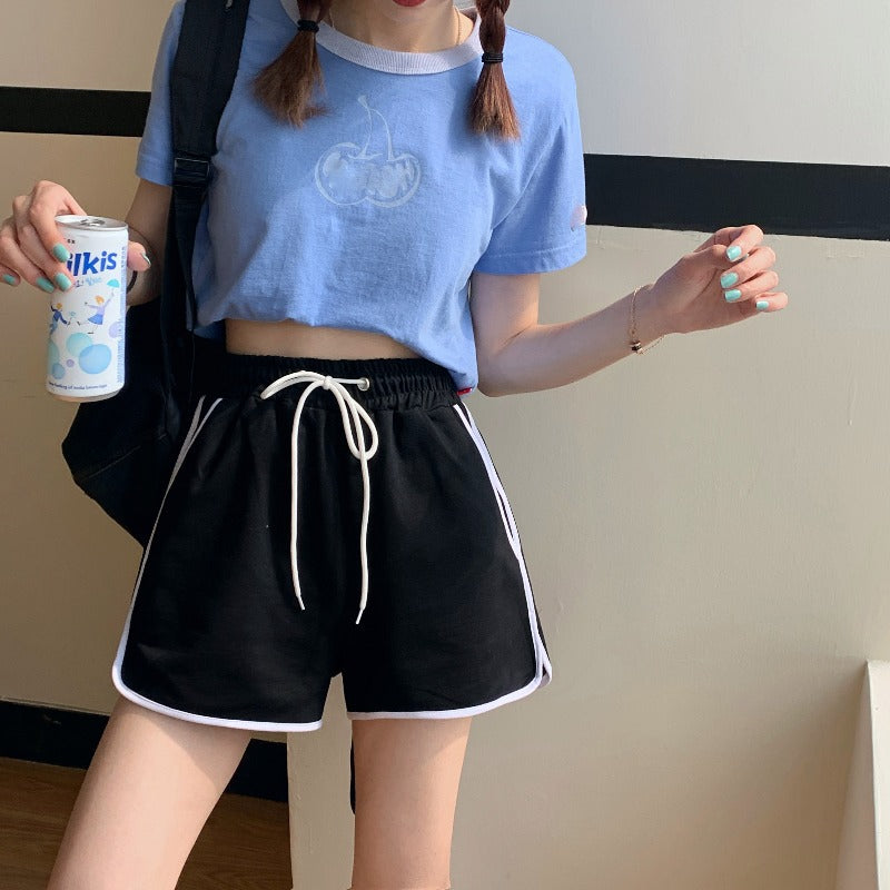 Korean Style High Waist Sports Three-point Shorts Women Loose