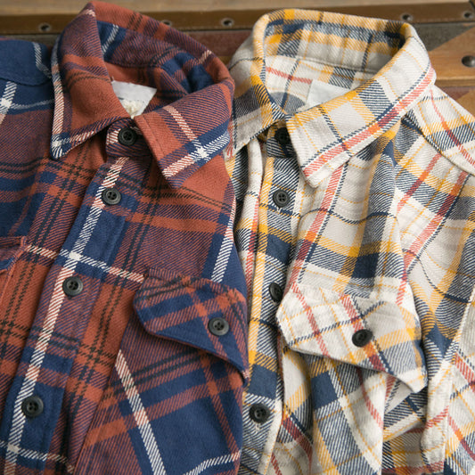 Men's Long Sleeve Retro Thick Brushed Plaid Shirt