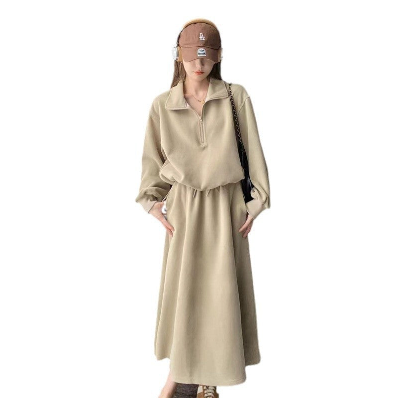 Casual Women's Hoodie With Loose And Age-reducing Skirt Two-piece Set