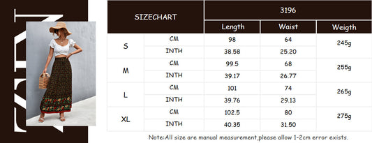 European And American Spring And Summer High Waist Floral Long Skirt