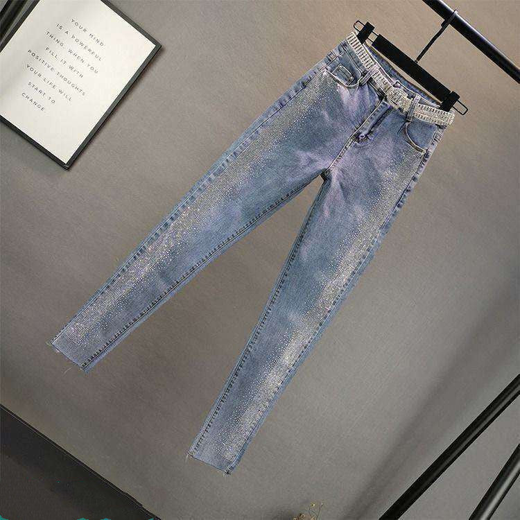 Mode Stræktynde Jeans Med Hotte Rhinestones