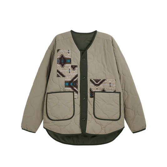 Color Matching Ethnic Style Jacket Japanese-style Retro Loose