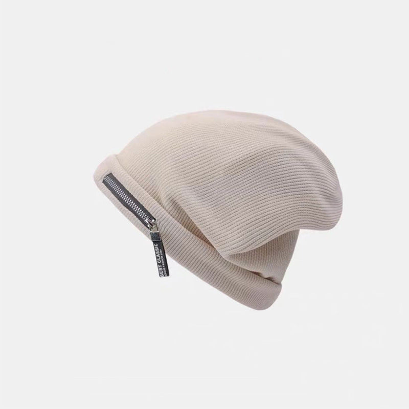 Women's Knitted Hat Autumn And Winter Personality Zipper Loose American Style
