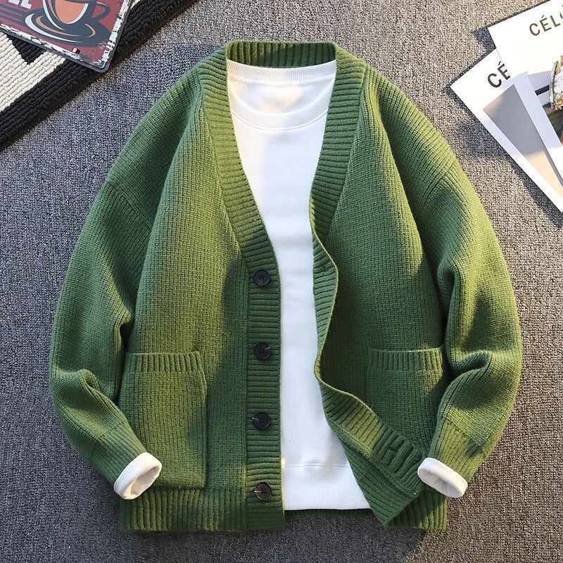 High-end V-hals Strikket Cardigan Frakke Mænd
