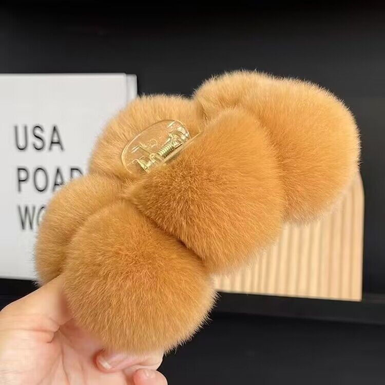 Elegant Rex Rabbit Fur Ball Grip Large Plush