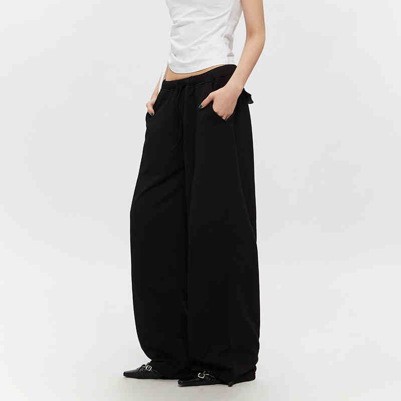 Straight Casual Women's Drawstring Loose Wide-leg Pants