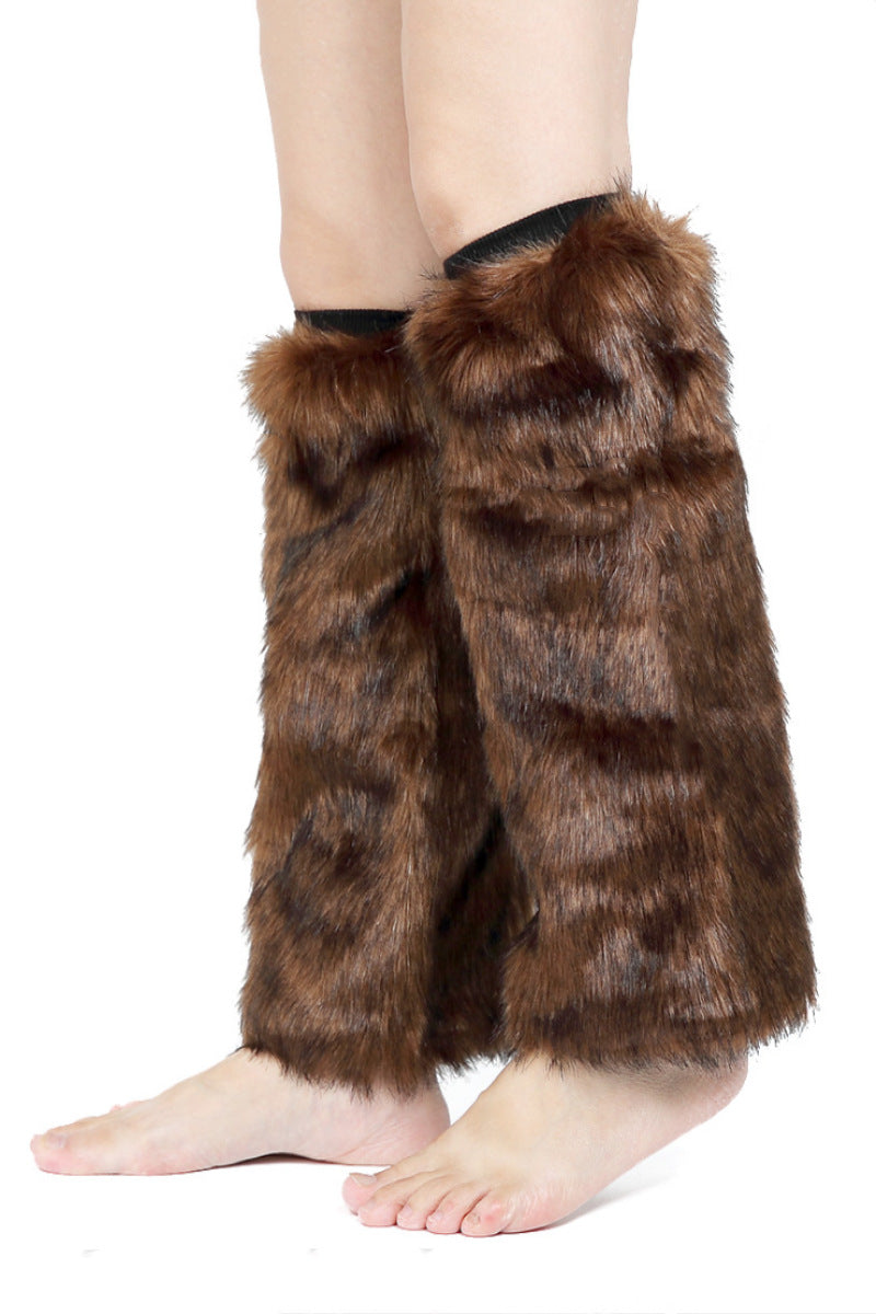 Faux Fur Foot Cover Plush Shoe Cover Leg Cover Plush Knee Pad Socks
