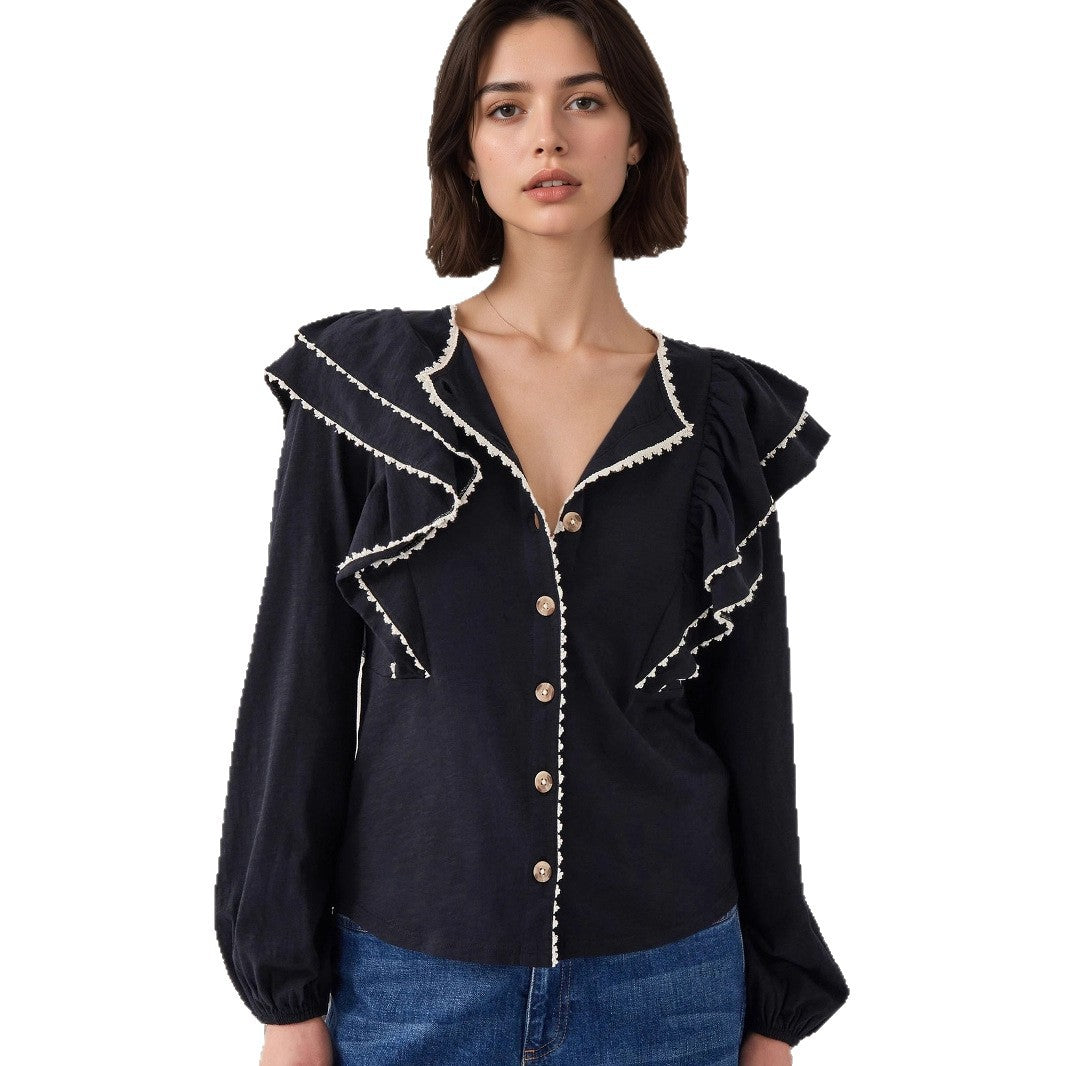 New Arrival Lapel Single-breasted Multi-button Versatile Top