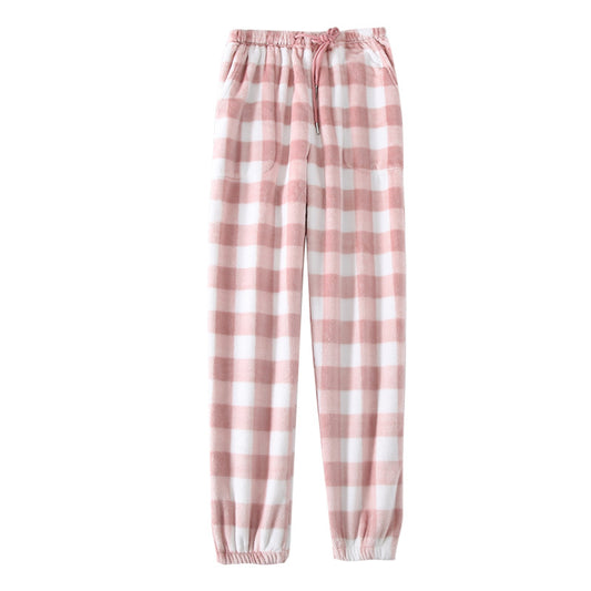 Couple Flannel Pajama Pants Plaid Women Autumn And Winter Plus Size Thickened