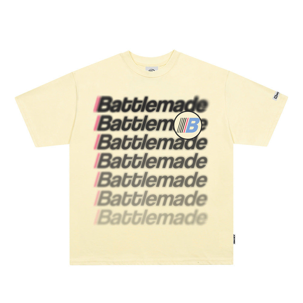 Large-Area Printed Letter Short-sleeved T-shirt For Men And Women