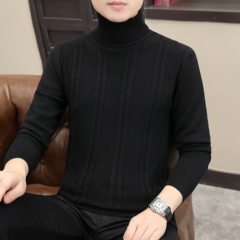 New Mens Turtleneck Sweater With A Twisted Cable Knit Design
