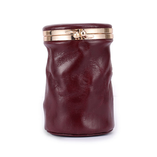 Cosmetic Bag Small Portable Retro Cute Genuine Leather
