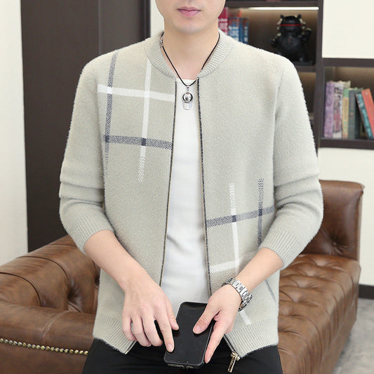 Mens Sweater-Like Casual Jacket In Mink Velvet