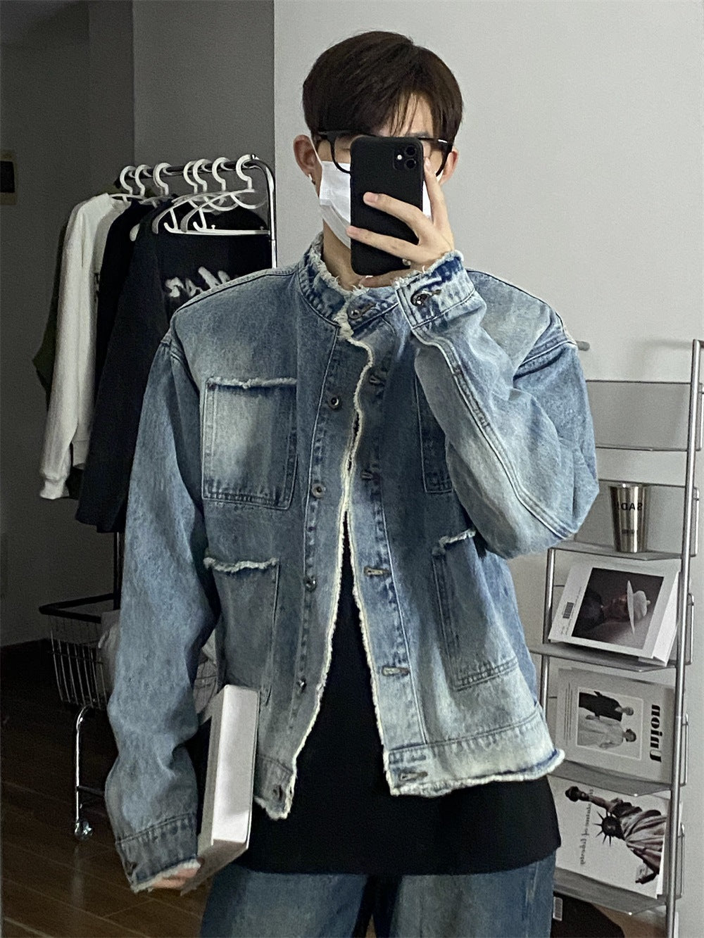 Men's American-style Retro Gradient Denim Coat
