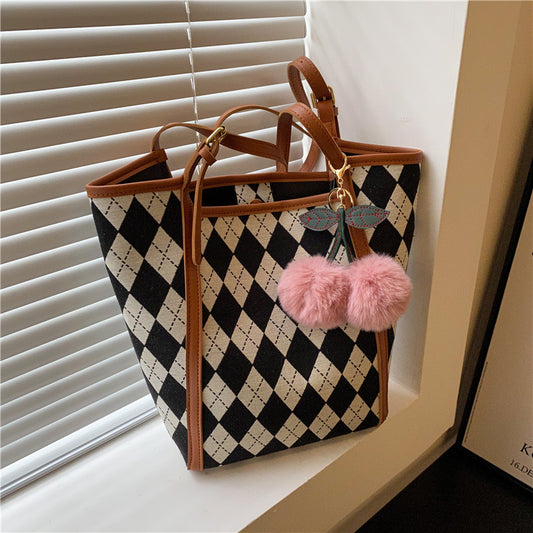 Winter Plaid Shoulder Bag Casual Handbag