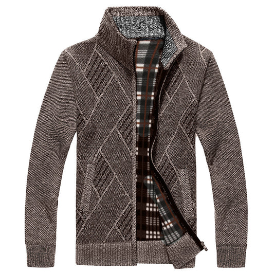 Fashion Men's Sweater Stand Collar Zipper Cardigan Outerwear