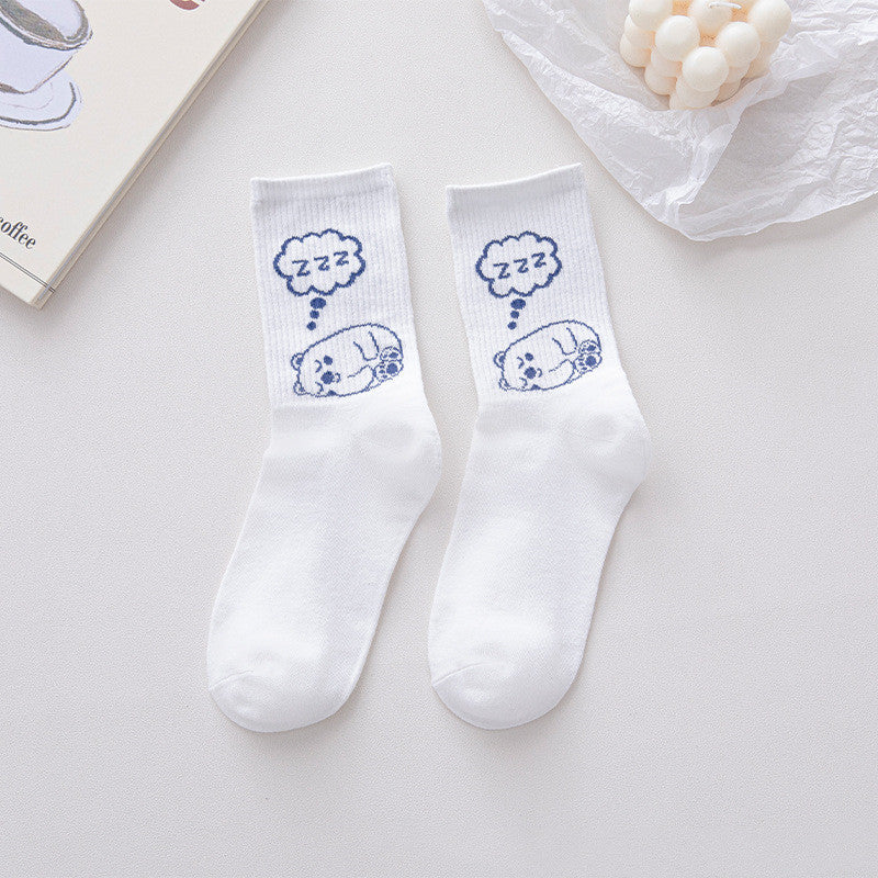 Japanese Women's New Breathable Sweat-absorbing Mid-tube Socks