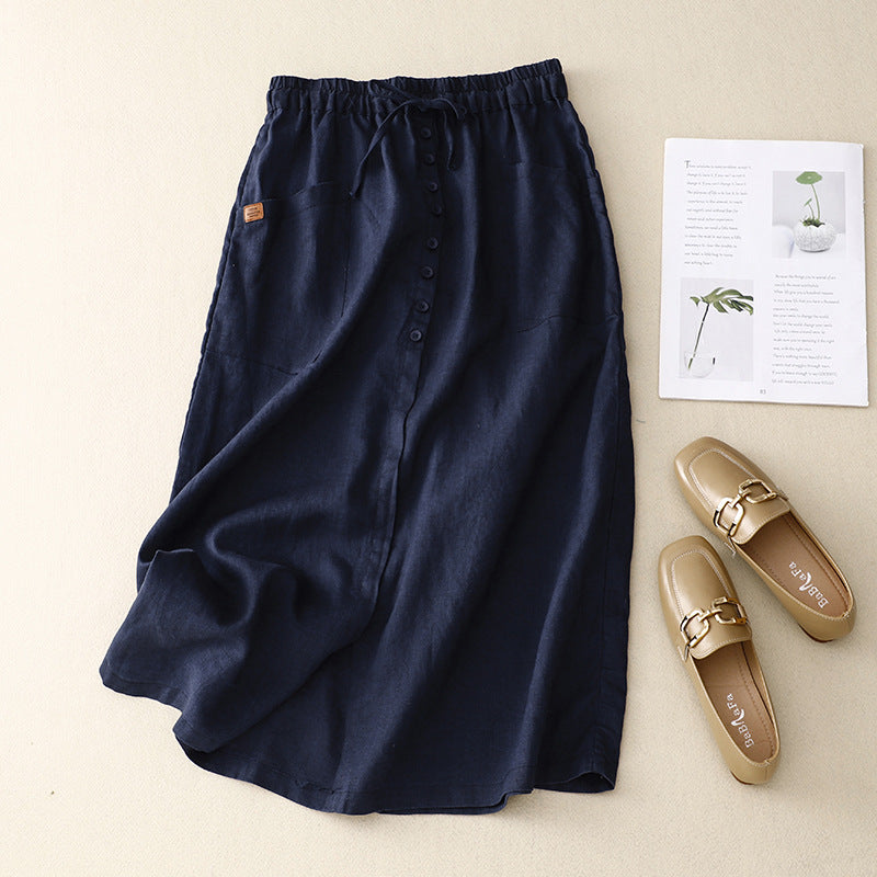 Women's Fashion Slimming Artistic Cotton And Linen Skirt