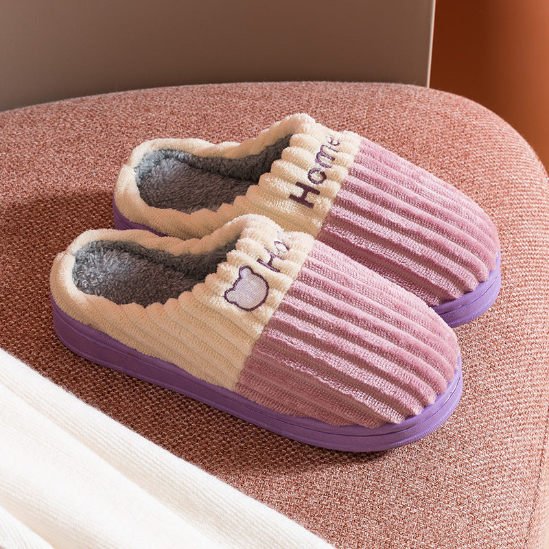 Couple's Warm And Non Slip Thick Soled Wool Slippers