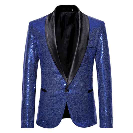 Men's Personality Solid Color Sequins Show Suit Jacket