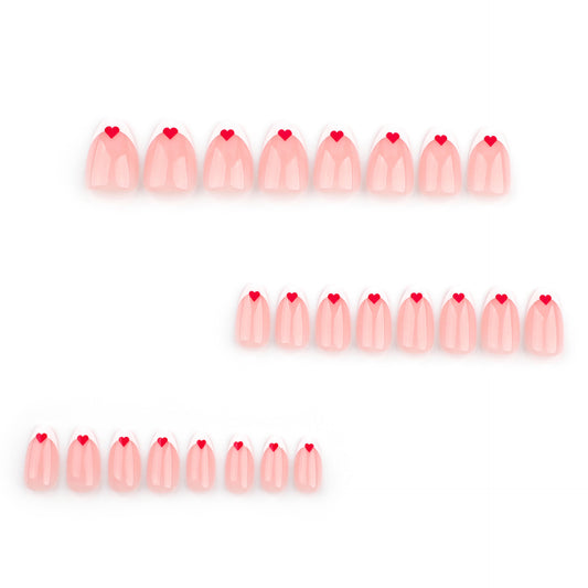 Simple White Wear Nail Tip Red Love