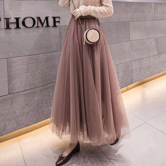 Tulle Skirt Women's Tulle Large Swing Student Skirt 3-layer