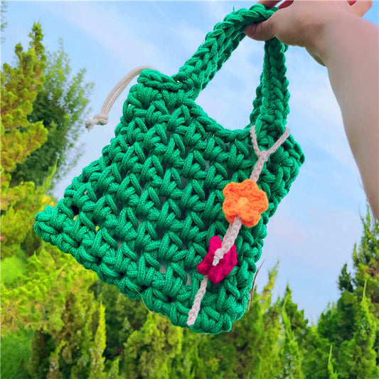 Thick Thread Cotton Rope Crocheted Hollow Handbag Women
