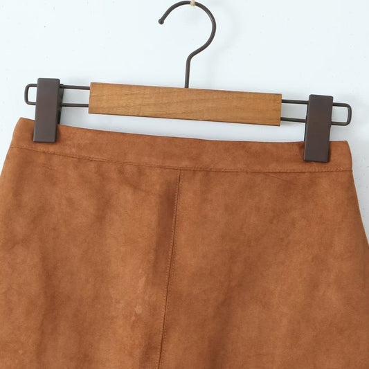 Retro Style Simple Solid Color Hip Skirt Zipper With Lining High Waist Skirt