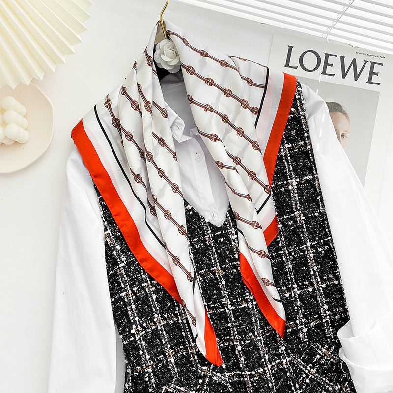Simple Wild Fashion Color Matching Color Simulation Silk Square Scarf