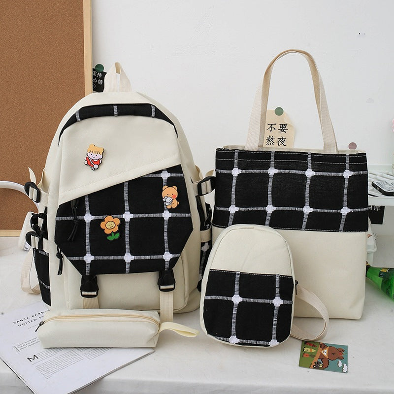 Women's Korean Style Plaid Backpack