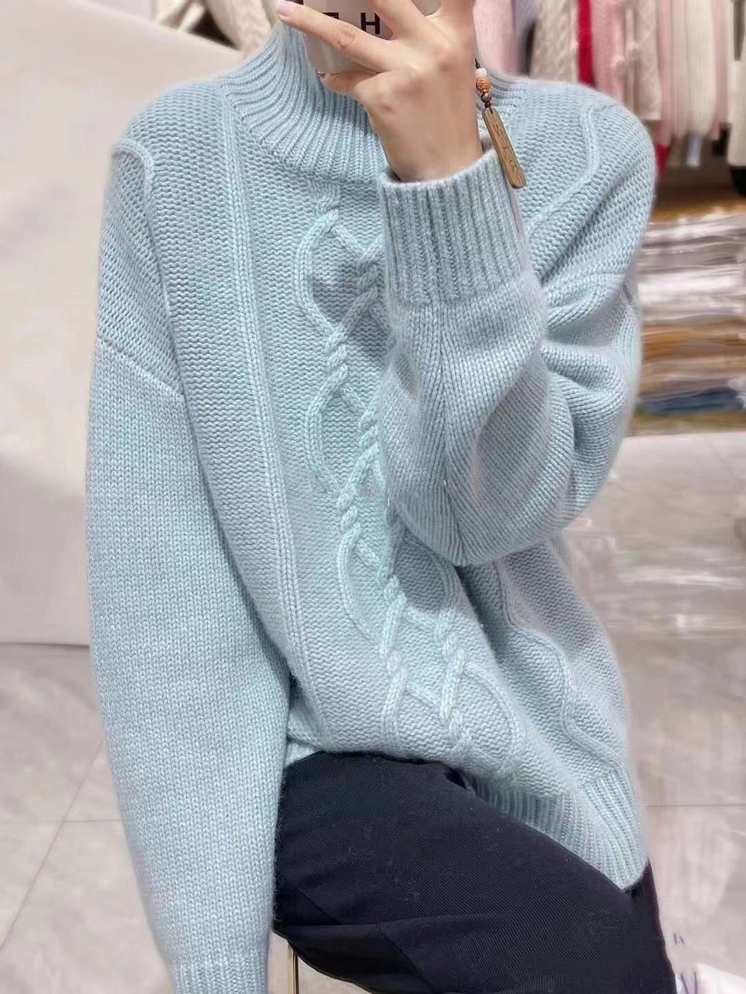 Loose Thick Pullover High Purity Woolen Sweater For Women